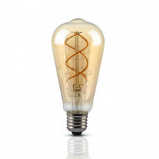 LED žiarovka vláknový efekt , filament , pätica E27 , Edison , 4 ,8 W , teplá biela ,  jantárovo žltá