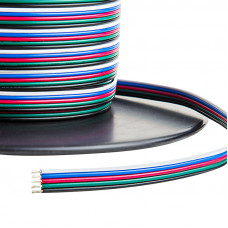 Kábel farebný k RGBW LED pásiku, 5 žilový, (čierny, biely, modrý, červený, zelený)