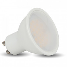 LED žiarovka , bodovka ,  pätica GU10 , predná časť z matného skla , 4,5 W , 110° , studená biela