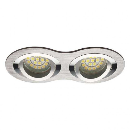 Zabudovateľné bodové svietidlo, okrúhle, dvojitý rám, 2 × MR16, 2 × GU10, brúsený chróm