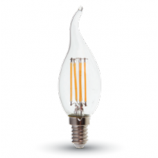LED žiarovka ,  vláknový efekt , filament , plameň , sviečka , pätica E14 , 4W , 300° , teplá biela , 