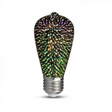 LED žiarovka , vláknový efekt , filament , hruška , pätica E27 , 3 W , Edison ,  teplá biela , ohňostroj