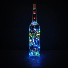 LED svetelný reťaz, vnútorný, 20 ks LED, RGB, zátky od vína, na batérie
