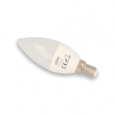 LED žiarovka , sviečka , pätica E14 , 6 W , 160° , denná biela , Ledom