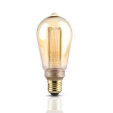 LED žiarovka vláknový efekt , filament , pätica E27 , Edison , 4 W , teplá biela ,  jantárovo žltá