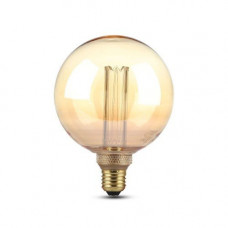 LED žiarovka vláknový efekt , filament , guľatá , pätica E27 ,G125 , 4 W , teplá biela ,  jantárovo žltá