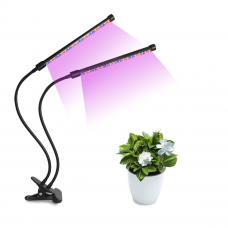 Rastlinná LED lampa, 2-ramenná, 8 wattov, USB, klipsovacia, stmievateľná, časovač, IP44, LEDISSIMo GROW