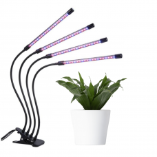 Rastlinná LED lampa, 4-ramenná, 15 wattov, USB, klipsovacia, stmievateľná, časovač, IP44, LEDISSIMO GROW