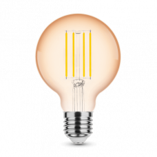 LED žiarovka , vláknový efekt , filament , pätica E27 , G80 , Edison , 4 W , teplá biela , 1800K , jantárová žltá , Modee