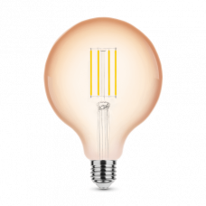 LED žiarovka , vláknový efekt , filament , pätica E27 , G125 , Edison , 4 W , teplá biela , 1800K , jantárová žltá , Modee