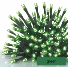 LED svetelný reťaz, raditeľný, vnútorný/vonkajší, 100 LED, 10 m, zelené svetlo, časovač, IP44, štandard