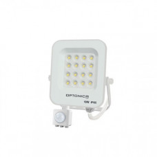 LED reflektor , 10 W , Ultra Slim , SMD , pohybový sensor , denná biela , biely kryt , IP65 , Optonica