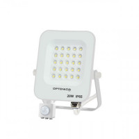 LED reflektor , 20 W , Ultra Slim , SMD ,  pohybový senzor , studená biela , biely kryt , IP65 , Optonica