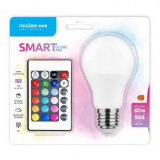 LED žiarovka, žiarovka, set, hruška, E27, 9.4W, dimovateľná, RGBW, W = prirodzená biela, s diaľkovým ovládaním, Modee