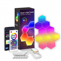 Digitálina RGB HEXALED sada , 6 dielna , s diaľkovým ovládaním  USB , DRGB , stmievateľné , WIFI/Bluetooth , TUYA , LEDISSIMO AMBIENT LIGHT