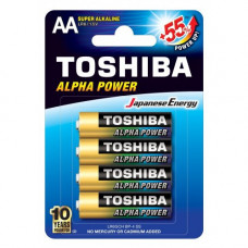 Ceruzová batéria AA (LR6), 1,5 Volt, 4 kusy, odolná, batéria, Alpha Power, TOSHIBA