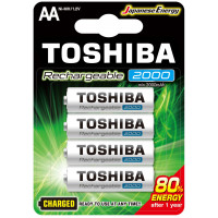  Ceruzová batéria AA (LR6), 1,2 Volt, 4 kusy, odolná, batéria, dobíjateľná, 2000mAh, High Power, TOSHIBA