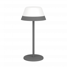 LED lampa, stolová, prenosná, sivá, zaoblená, dotykový spínač, stmievateľná, 2v1, RGB+WW, IP54, EGLO, MEGGIANO.
