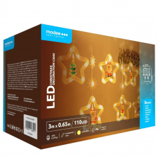 LED svetelná reťaz, vnútorná, teplá biela, hviezda, 110 LED, 6 m, IP44, Modee
