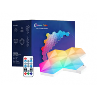 Digitálny RGB HEXALED set, 10 kusos, s diaľkovým ovládaním, USB, RGB + IC (digitálne), stmievateľný, WIFI/Bluetooth, TUYA, LEDISSIMO AMBIENT LIGHT
